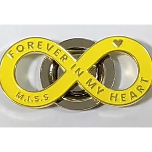 MISS Forever In My Heart yellow infinity lapel pin